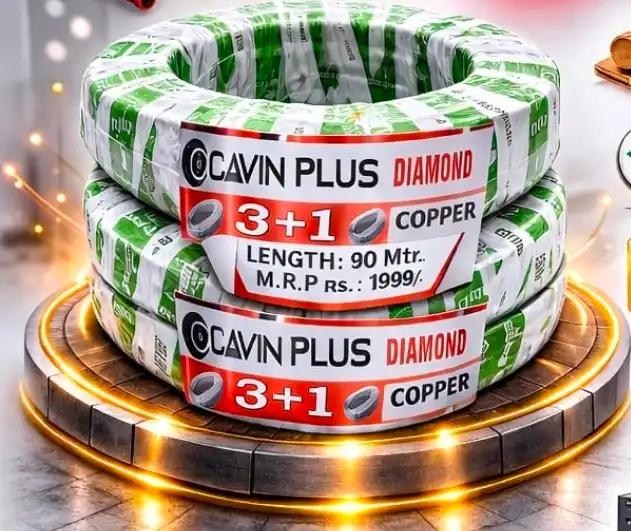 Cavin Plus Diamond 3+1 Coaxial Pure Copper CCTV Camera Cable (90 Meter) (White Color)